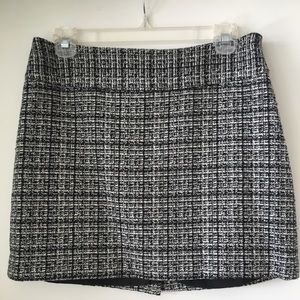 LOFT Black and White Tweed Mini Skirt